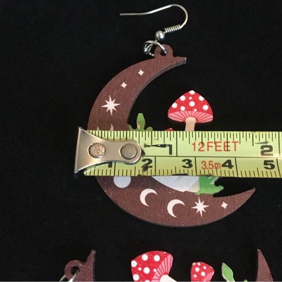 Half Moon Mushroom Earrings - Picture 7 of 8